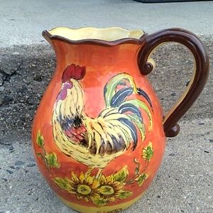 Vintage & Rare 🐓 Rooster & Sunflowers 🌻 Pitcher